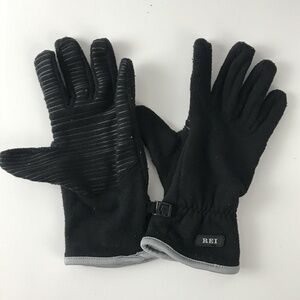 REI Kids XL Light Weight Black Fleece Grip Palm Gloves